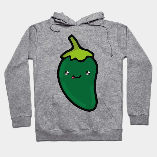 Adorable green chilli pepper kawaii Mexican spicy food cute hot sauce Hoodie by T-Mex